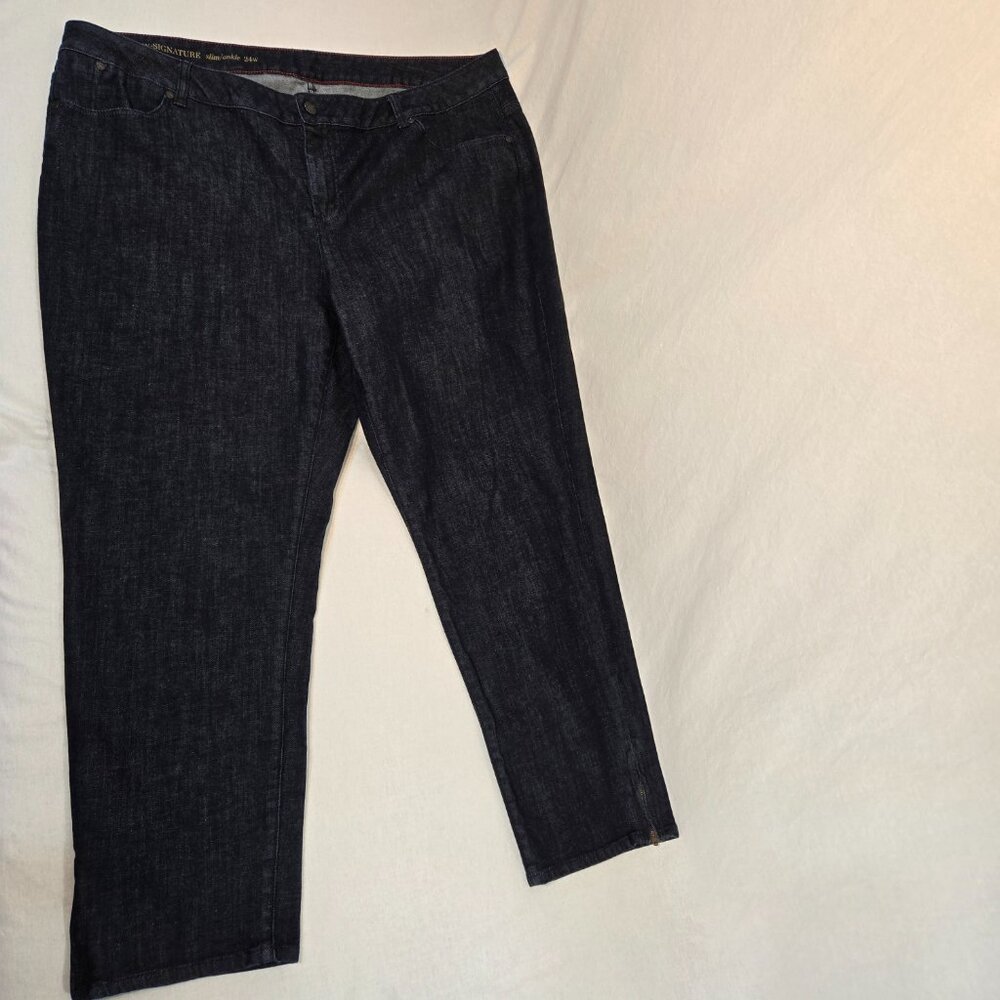 TALBOTS W-Signature Slim/Ankle Zip Dark Blue Jeans Plus Size 24W New NO Tags! - Picture 3 of 16